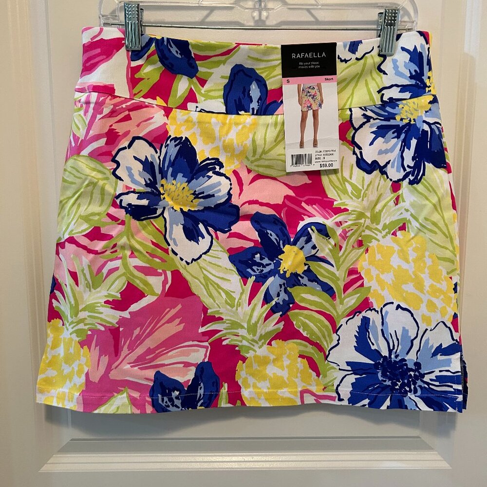 Rafaella Cosmo Pink Tropical Floral Skort Women's Size Small - NEW